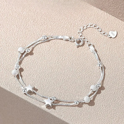 925 Sterling Silver Hollow Heart Zircon Eternity Bracelet For Women