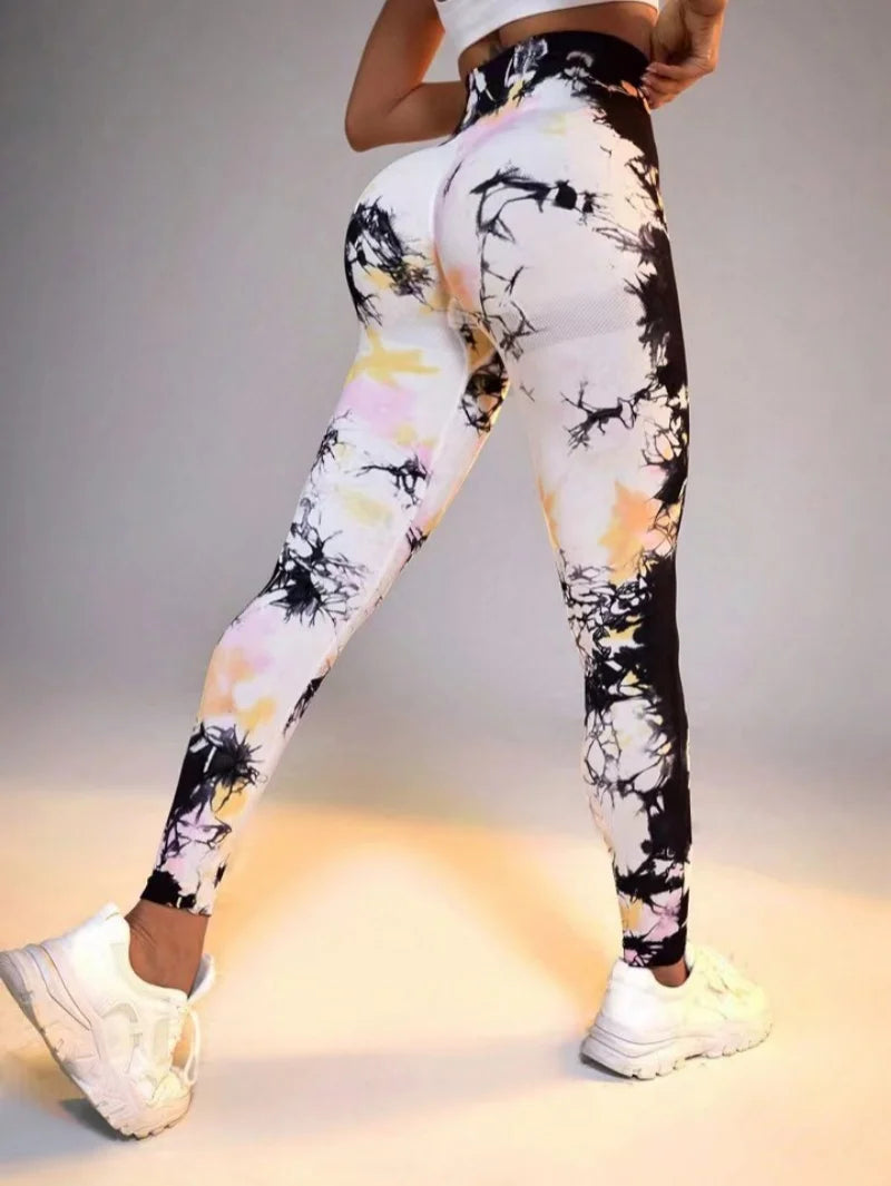 3D Print Tie Dye High Waist Seamless Anti Cellulite Leggings