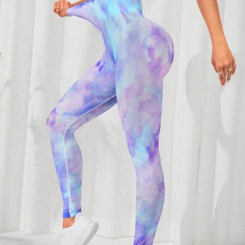 3D Print Tie Dye High Waist Seamless Anti Cellulite Leggings