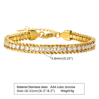 18K Gold Plated Stainless Steel Adjustable Eternity Bracelet for Women