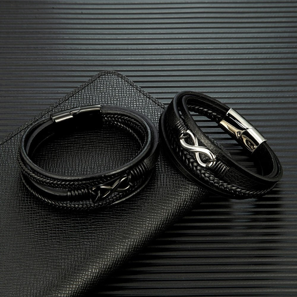 Two stylish black leather bracelets featuring a charming heart design, perfect for adding a touch of elegance to any outfit.
