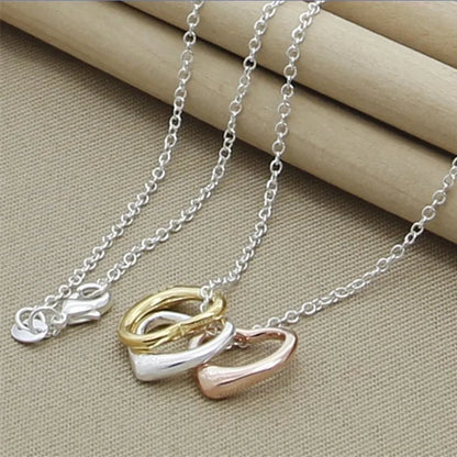 925 Sterling Silver Small Heart Pendant Necklace for Women - Available in Color, Gold, and Rose Gold - Perfect for Weddings, Parties, and Christmas Jewelry