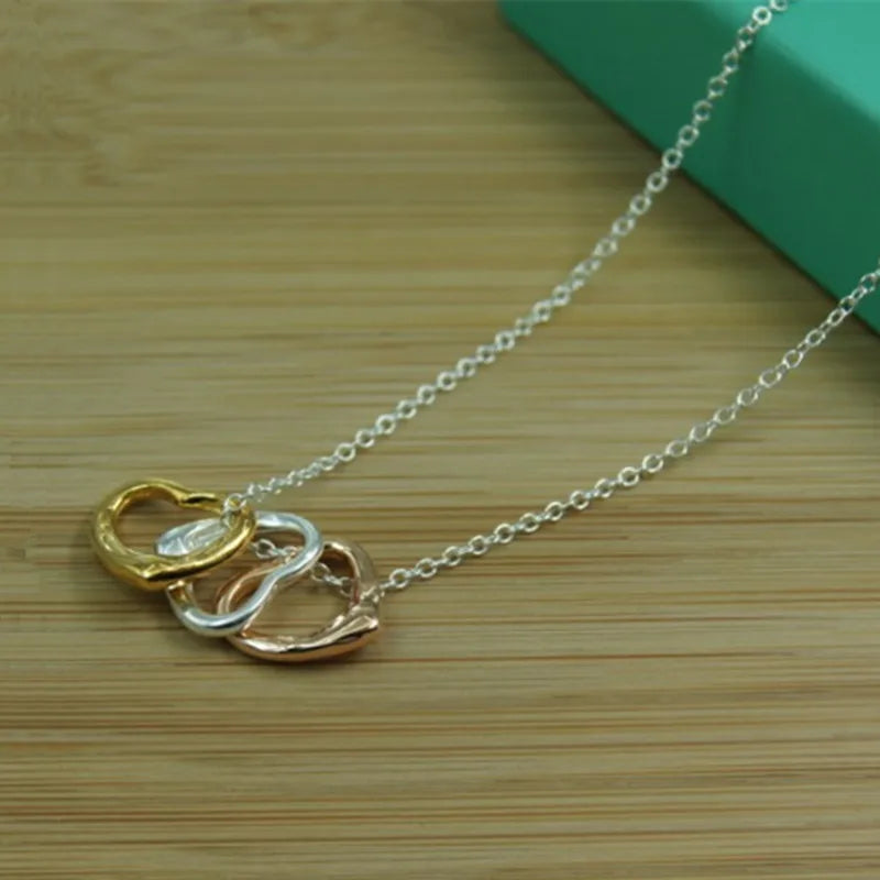 925 Sterling Silver Small Heart Pendant Necklace for Women - Available in Color, Gold, and Rose Gold - Perfect for Weddings, Parties, and Christmas Jewelry