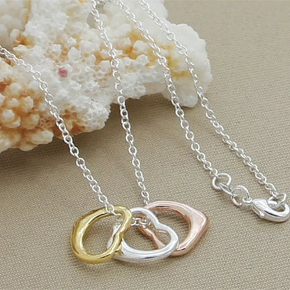 925 Sterling Silver Small Heart Pendant Necklace for Women - Available in Color, Gold, and Rose Gold - Perfect for Weddings, Parties, and Christmas Jewelry