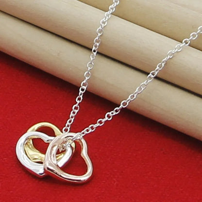 925 Sterling Silver Small Heart Pendant Necklace for Women - Available in Color, Gold, and Rose Gold - Perfect for Weddings, Parties, and Christmas Jewelry