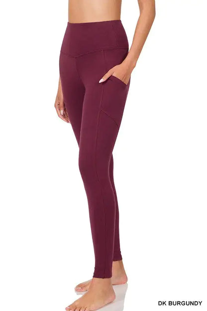 Cotton Wide Waistband Pocket Leggings – Soft, Comfortable