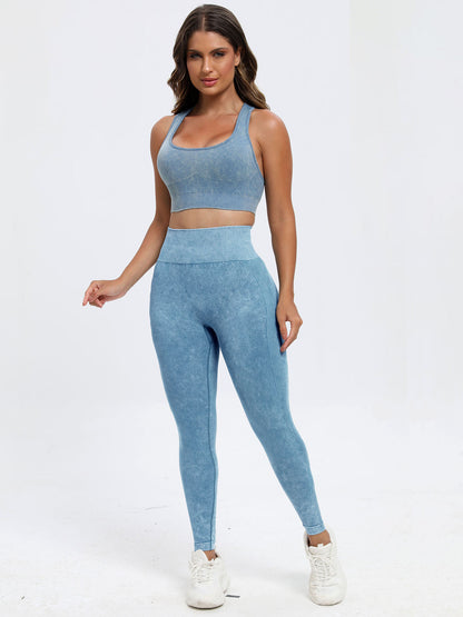 Women Scoop Neck Wide Strap Top and Pants Active Set