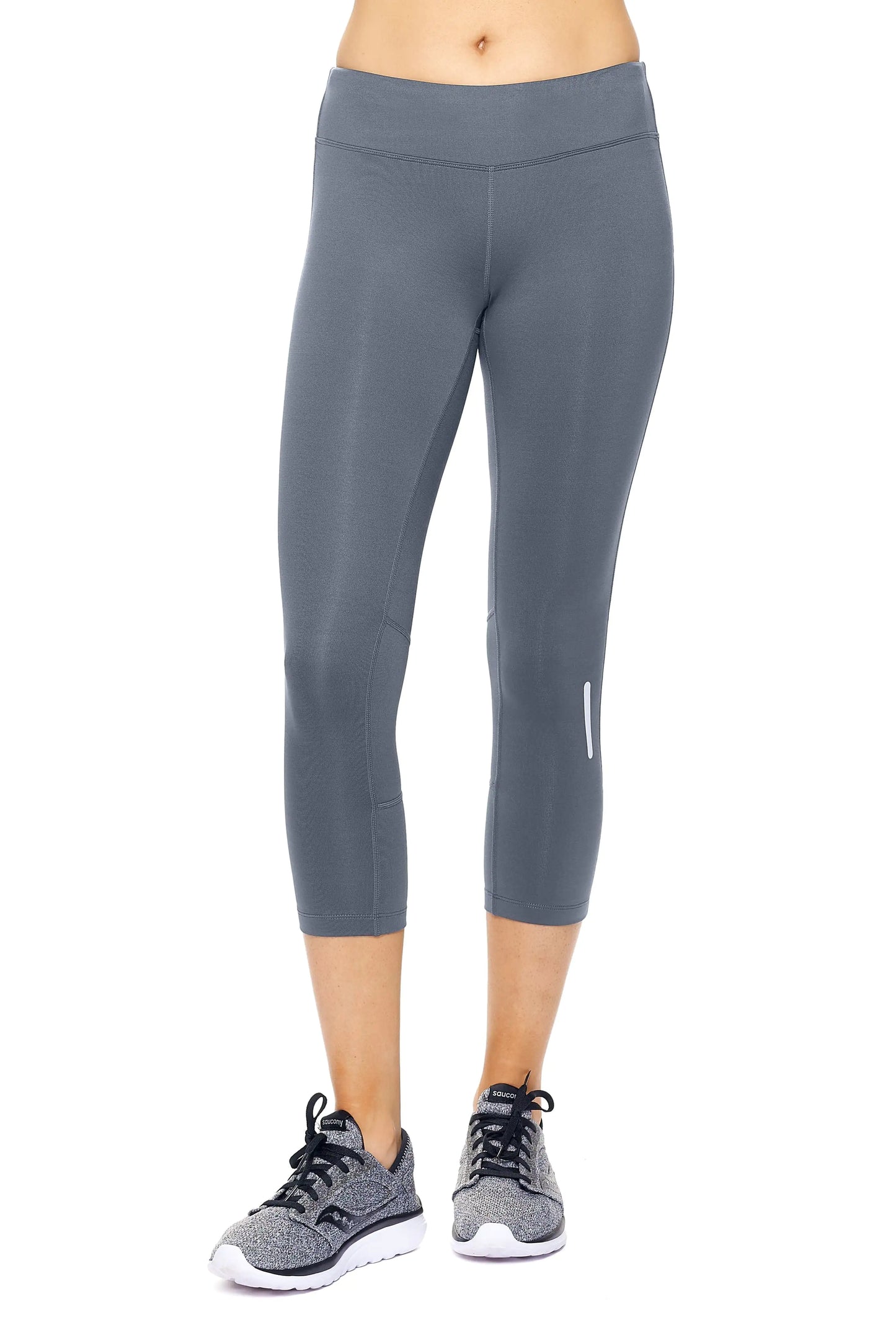 Women's Mid-Rise Zip Pocket Capri Leggings for Active Wear