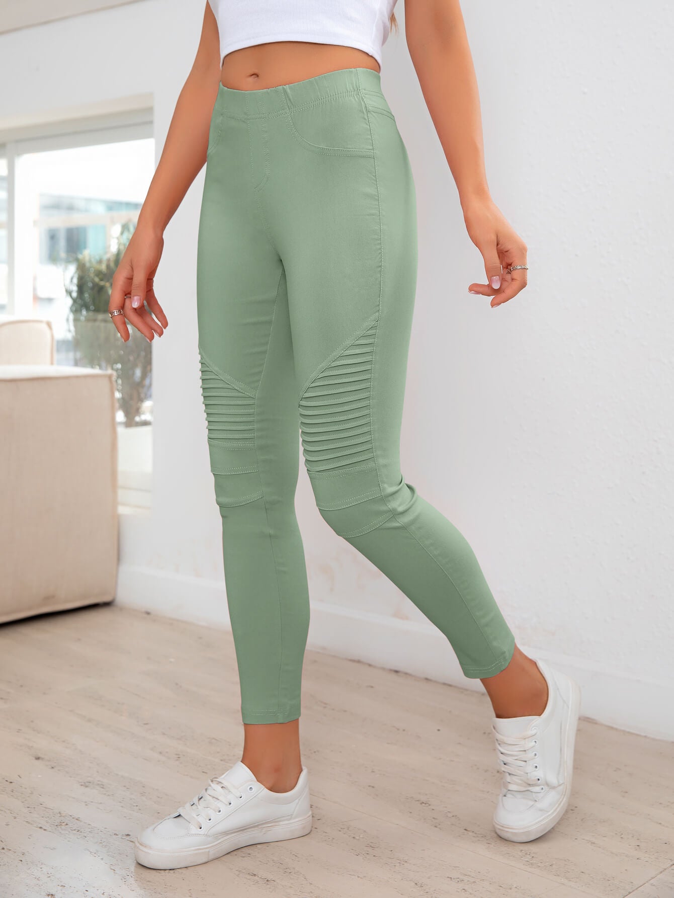 Ladies Ribbed Detail Leggings