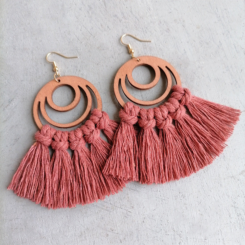 Tassel Detail Geometric Earrings - Bold, Modern Design