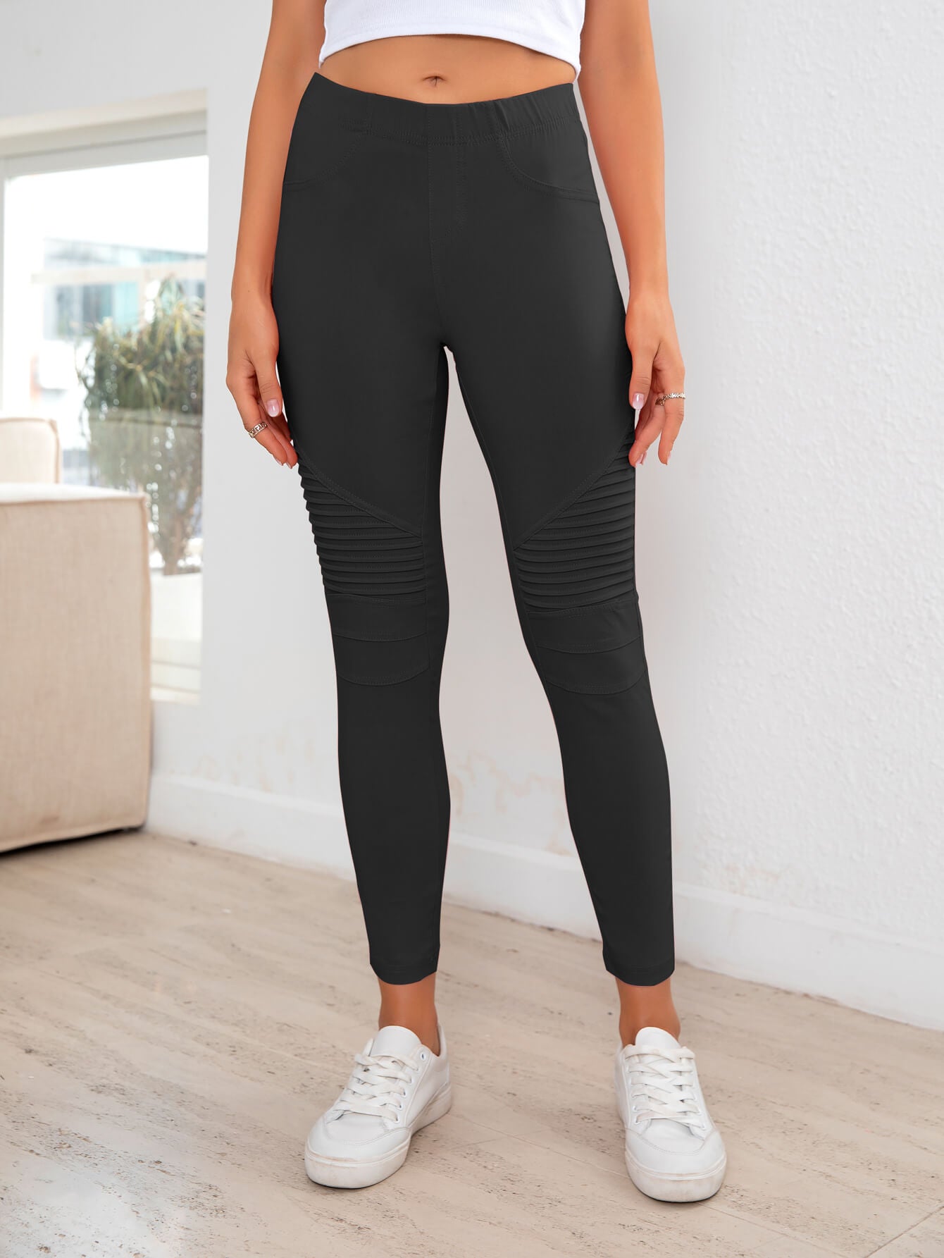 Ladies Ribbed Detail Leggings