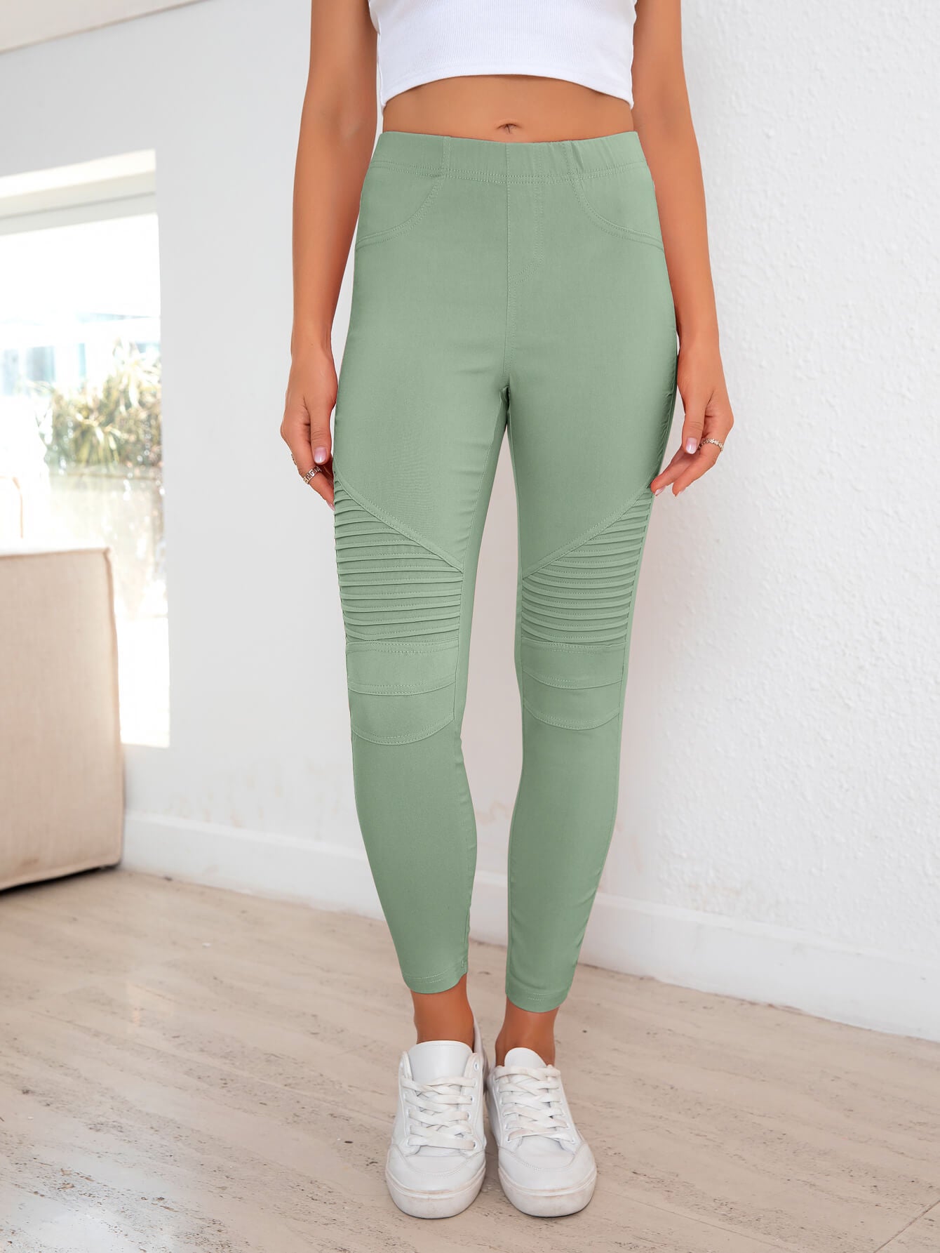 Ladies Ribbed Detail Leggings