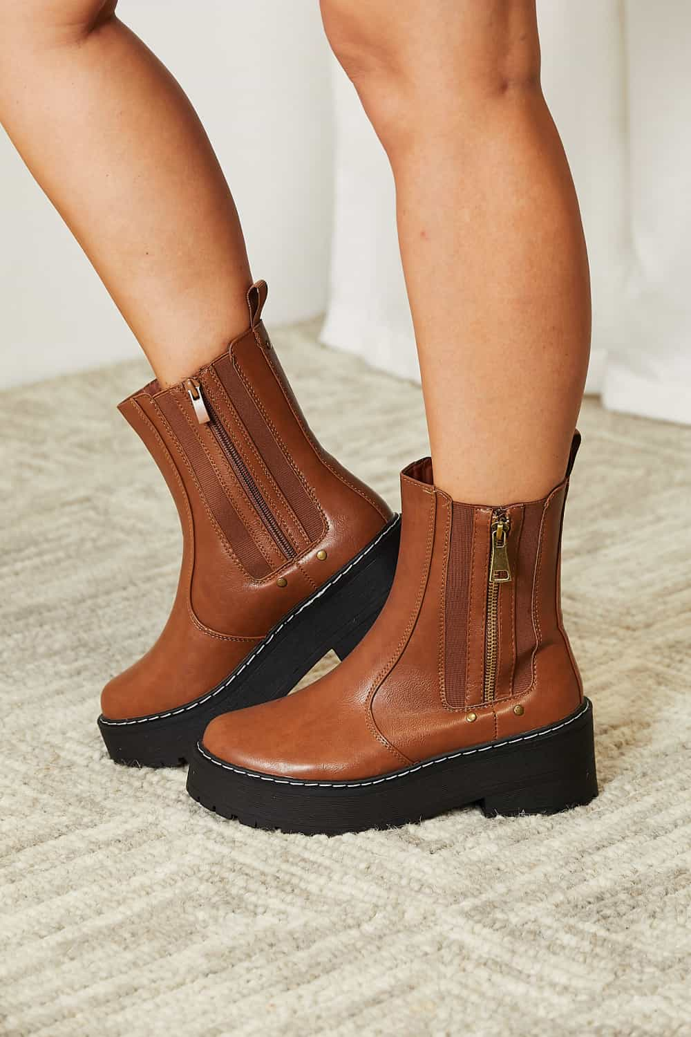 Forever Link Side Zip Platform Boots - BossDeals Online