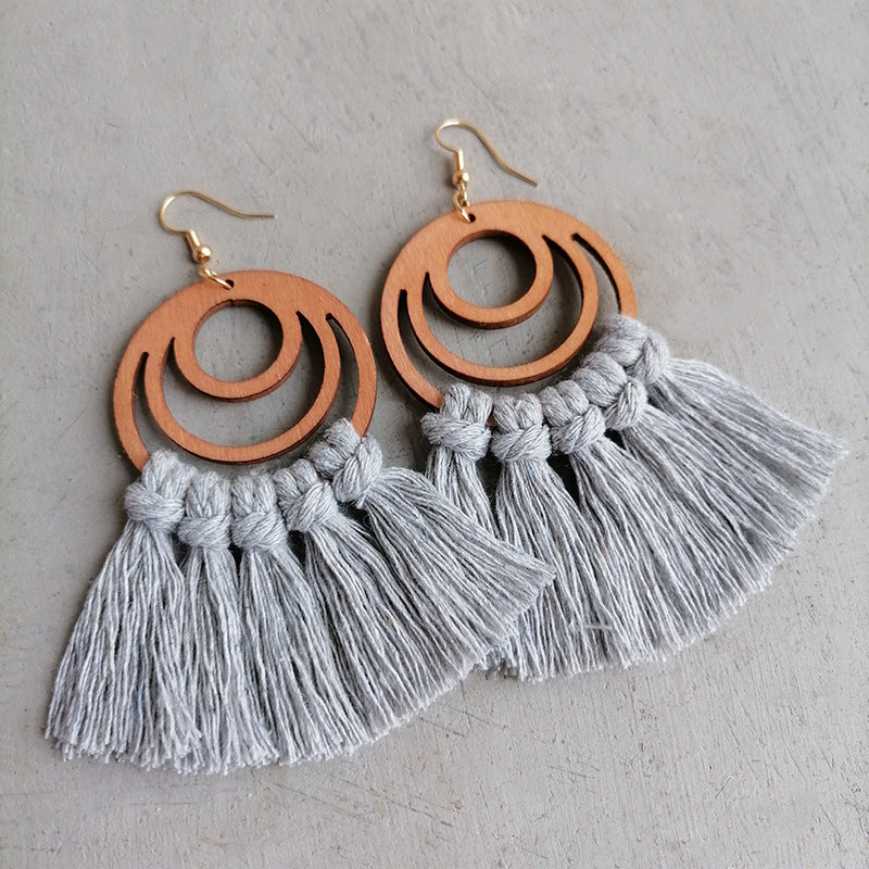 Tassel Detail Geometric Earrings - Bold, Modern Design