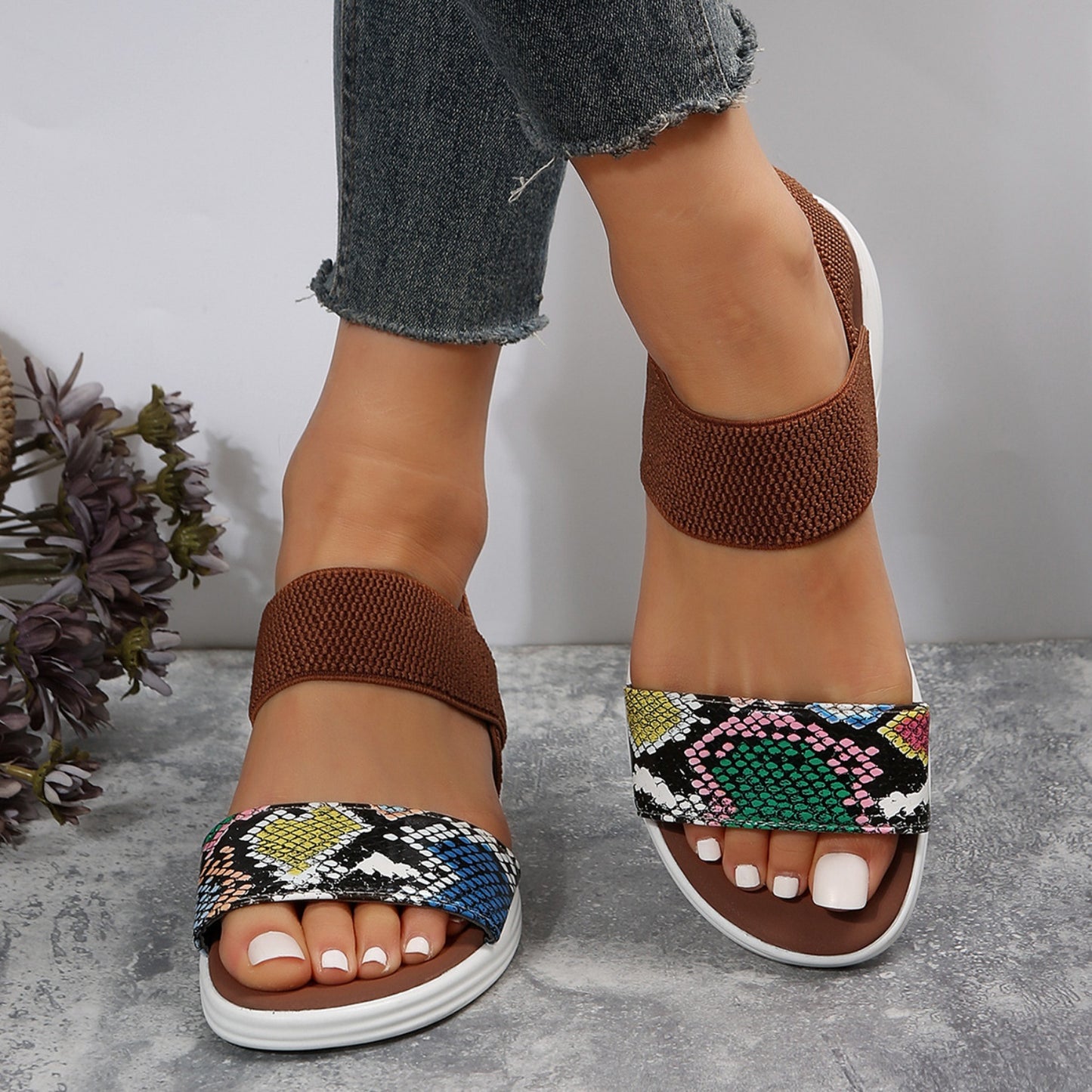 PU Leather Open Toe Low Heel Sandals - BossDeals Online