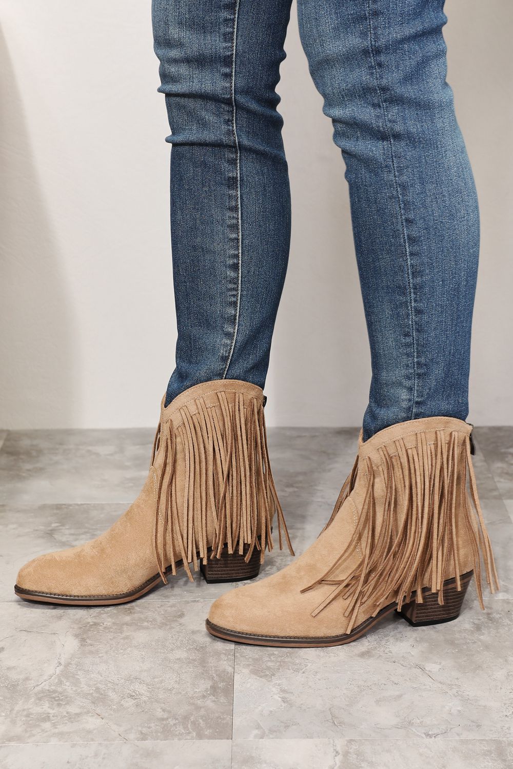 Legend Women's Fringe Cowboy Western Ankle Boots Tan Color - BossDeals Online