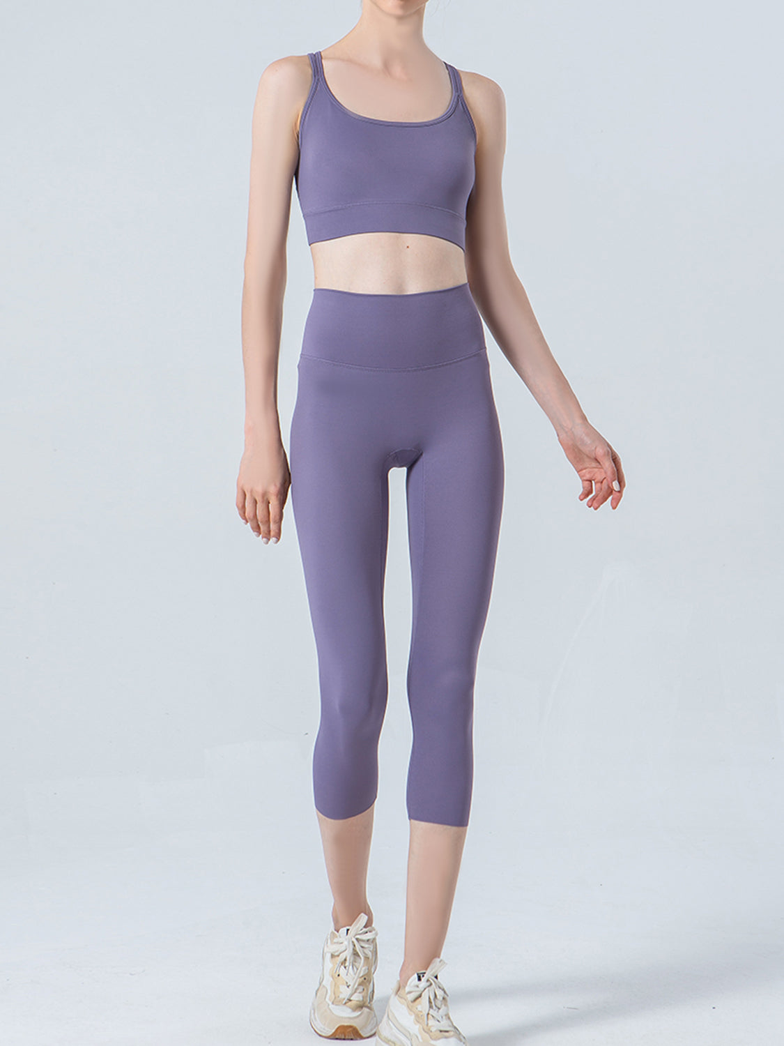 Wide Waistband Cropped Sports Leggings – Comfort Meets Style