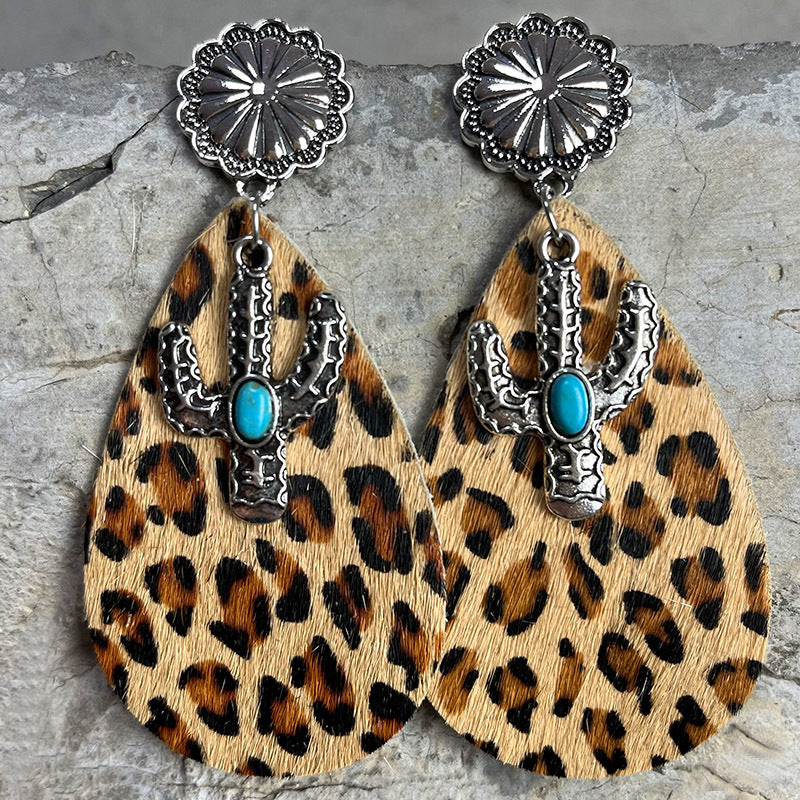 Turquoise Cactus Dangle Earrings – Embrace Southwestern Charm