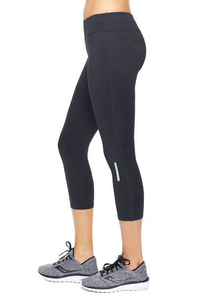 Women's Mid-Rise Zip Pocket Capri Leggings for Active Wear