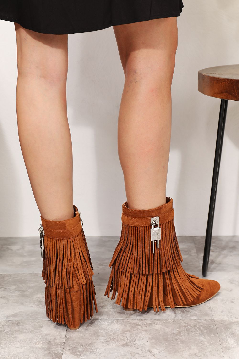 Legend Women's Tassel Wedge Heel Ankle Booties Ochre - BossDeals Online