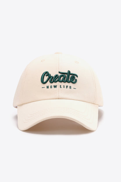 CREATE NEW LIFE Graphic Adjustable Cotton Baseball Cap