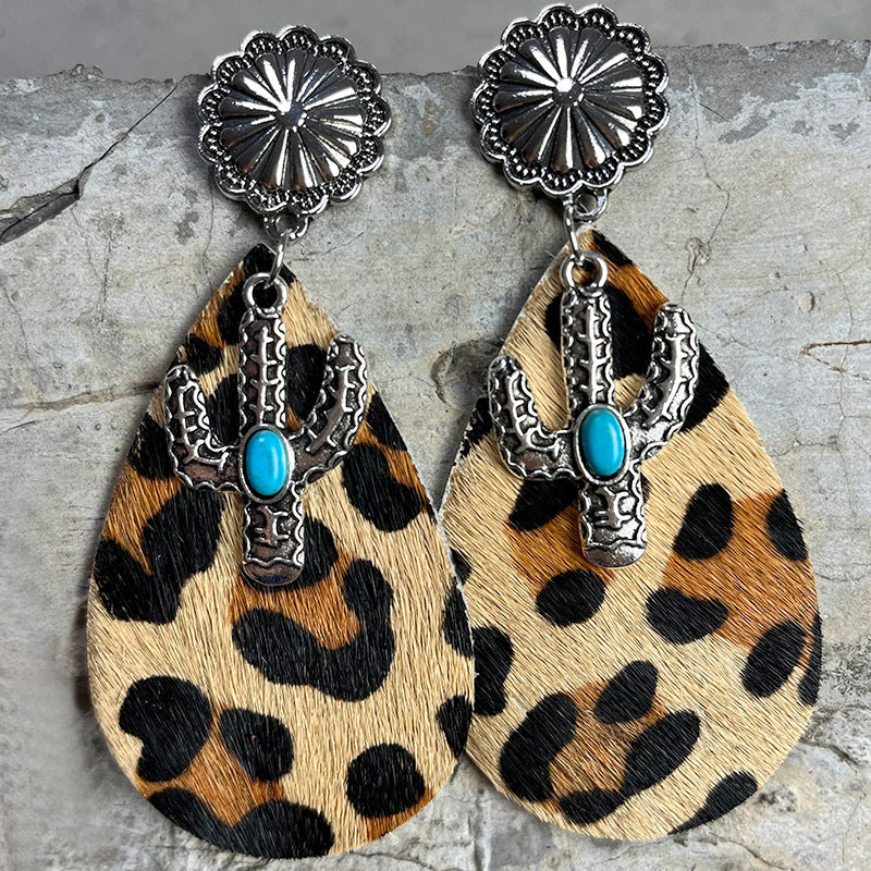 Turquoise Cactus Dangle Earrings – Embrace Southwestern Charm