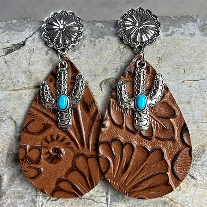 Turquoise Cactus Dangle Earrings – Embrace Southwestern Charm