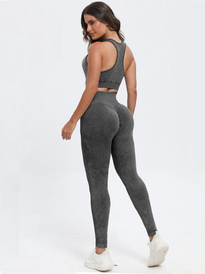 Women Scoop Neck Wide Strap Top and Pants Active Set