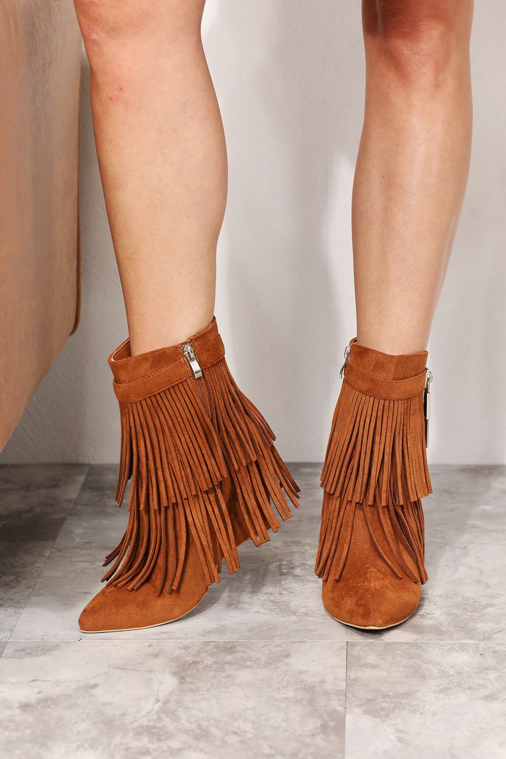 Legend Women's Tassel Wedge Heel Ankle Booties Ochre - BossDeals Online