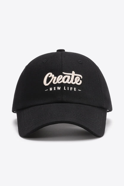 CREATE NEW LIFE Graphic Adjustable Cotton Baseball Cap