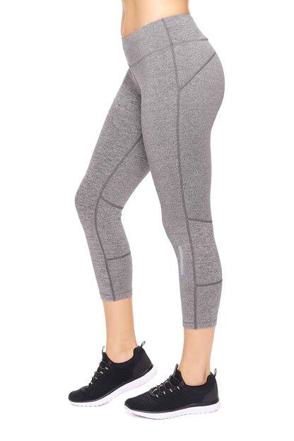 Women's Mid-Rise Zip Pocket Capri Leggings for Active Wear