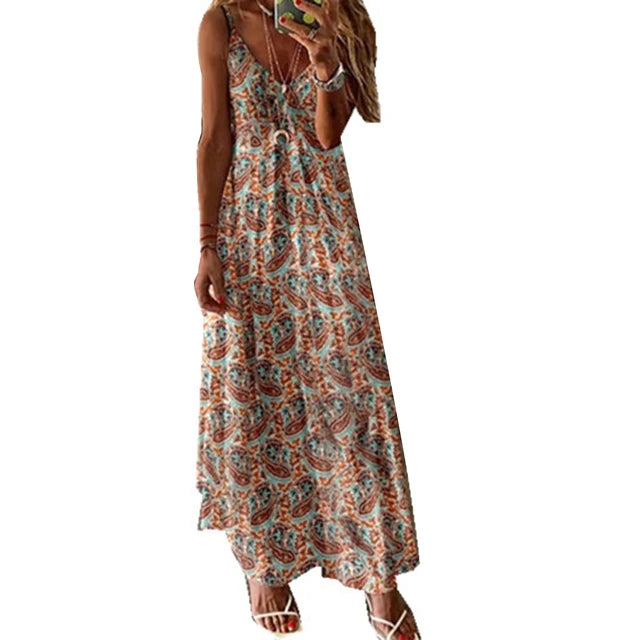 Women Boho Vintage Maxi Dress