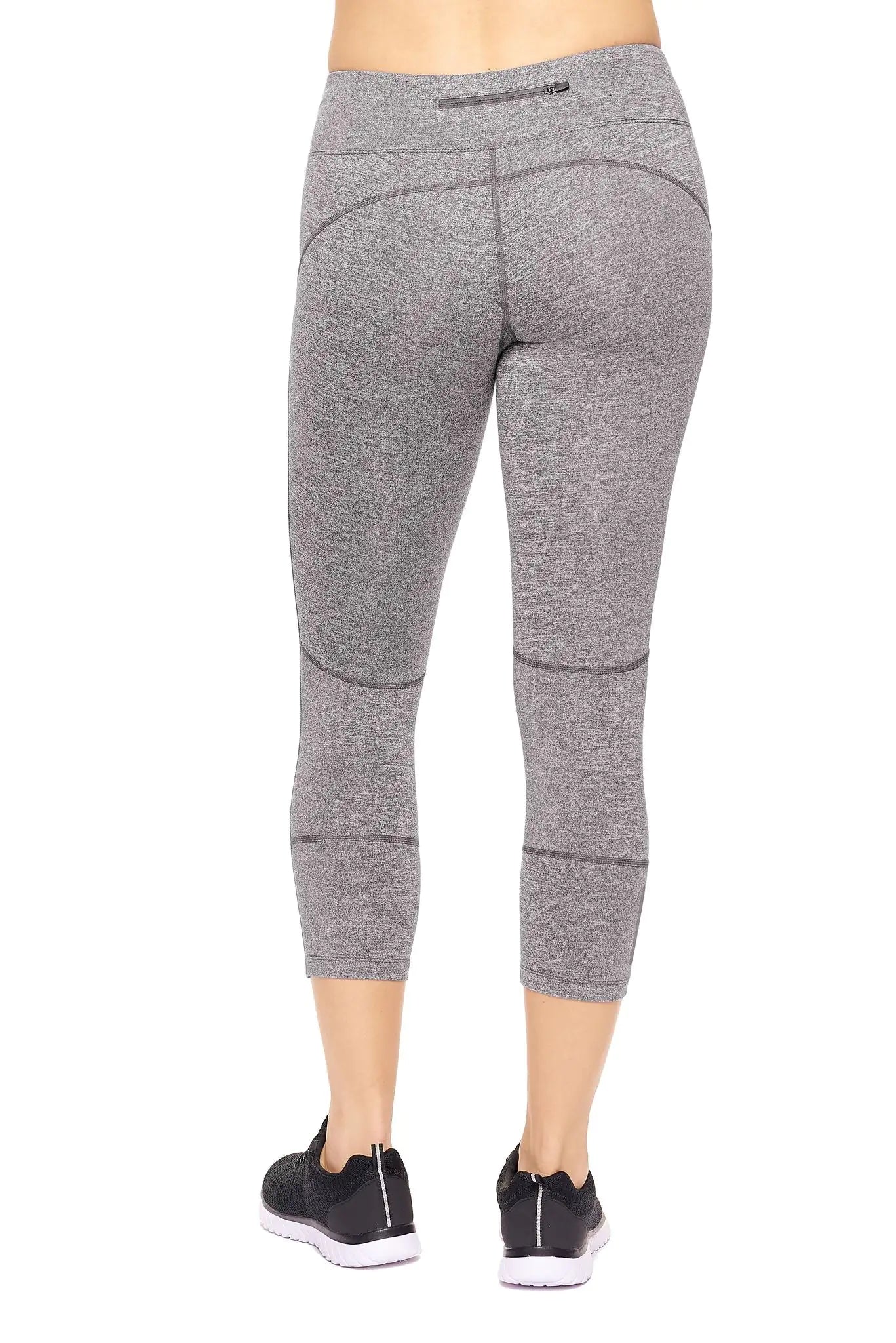 Women's Mid-Rise Zip Pocket Capri Leggings for Active Wear