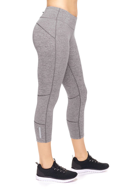 Women's Mid-Rise Zip Pocket Capri Leggings for Active Wear