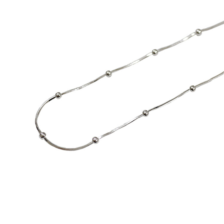 Minimalist Snake Chain Beads 925 Sterling Silver Necklace