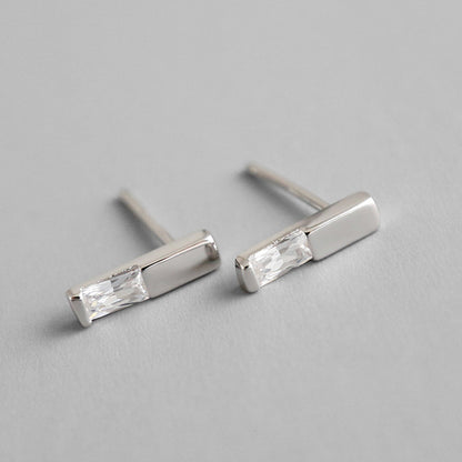 Geometry CZ Strip 925 Sterling Silver Stud Earrings