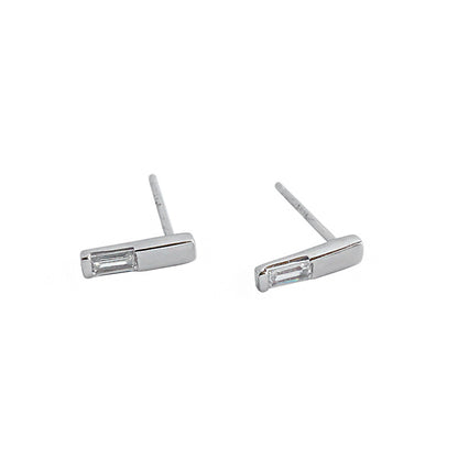 Geometry CZ Strip 925 Sterling Silver Stud Earrings