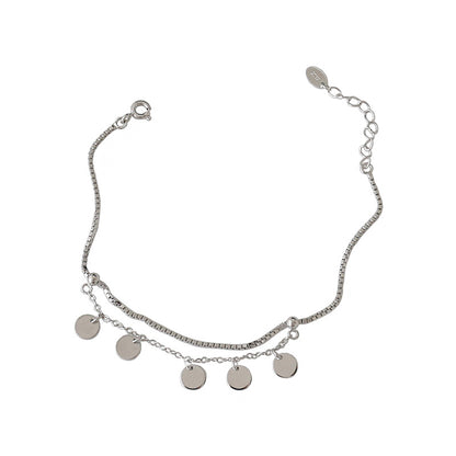 Party Double Layer Disc 925 Sterling Silver Bracelet