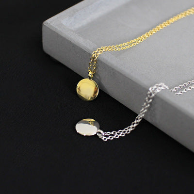 Minimalist Geometry Round Bean 925 Sterling Silver Necklace