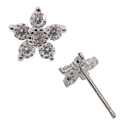 Girl CZ Plum Blossom Flower 925 Sterling Silver Stud Earrings