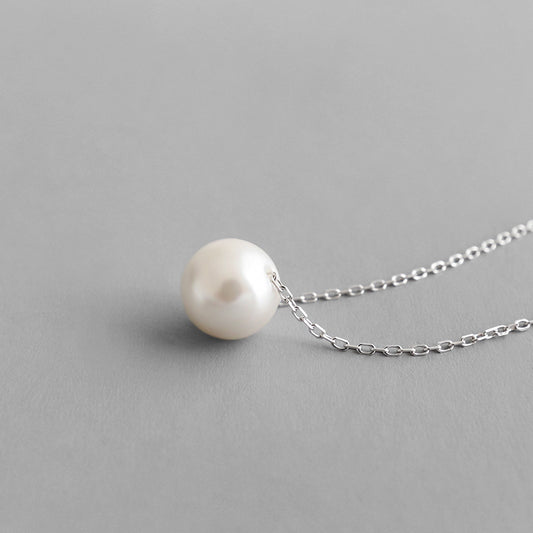 Promise Round Shell Pearl 925 Sterling Silver Necklace