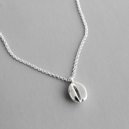 Simple Coffee Bean 925 Sterling Silver Necklace