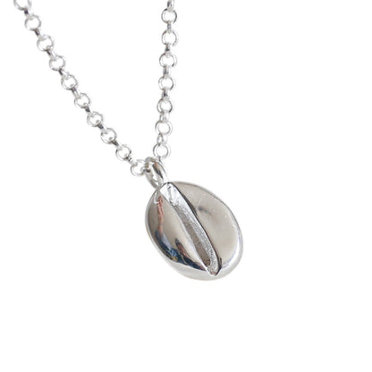 Simple Coffee Bean 925 Sterling Silver Necklace