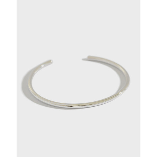 Simple S990 Smooth Ring 925 Sterling Silver Open Bangle