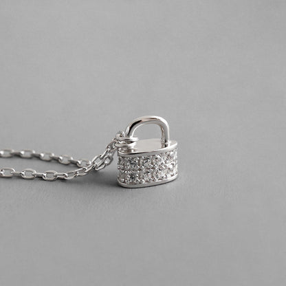 Gift CZ Lock Fashion 925 Sterling Silver Necklace