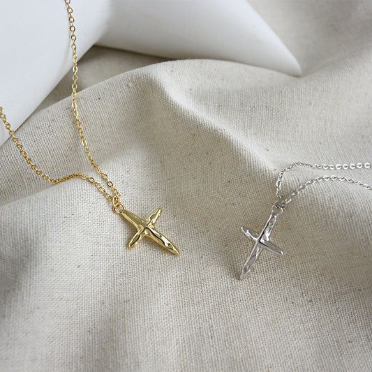 Fashion Irregular Cross 925 Sterling Silver Necklace