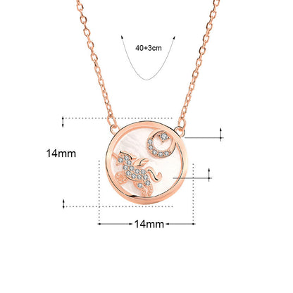 Gift Mother of Shell Moon CZ Unicorn 925 Sterling Silver Necklace