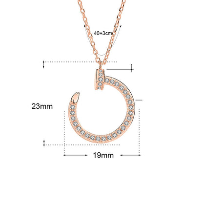 Fashion CZ Circle Nail 925 Sterling Silver Necklace