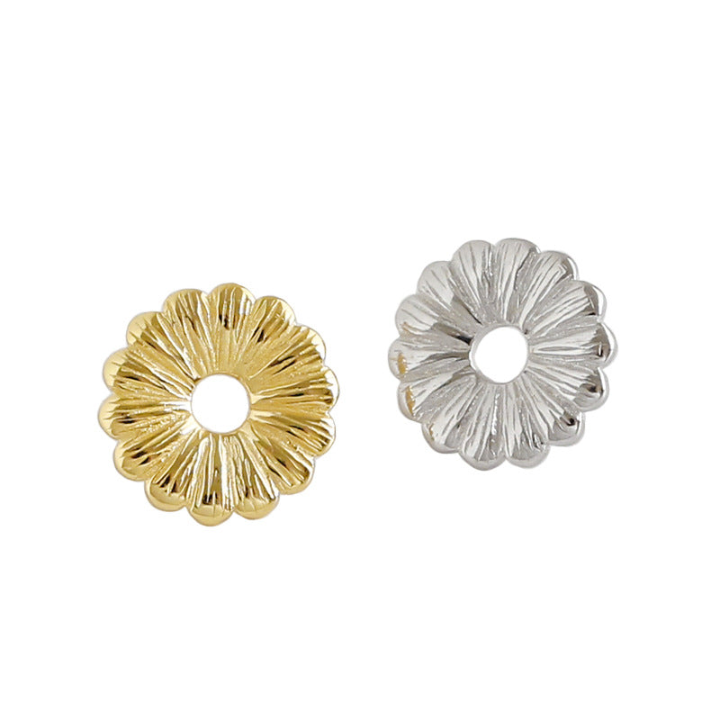 Women Chrysanthemum Flowers 925 Sterling Silver Stud Earrings