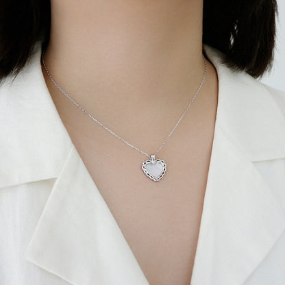 Anniversary Mother of Shell Heart 925 Sterling Silver Necklace